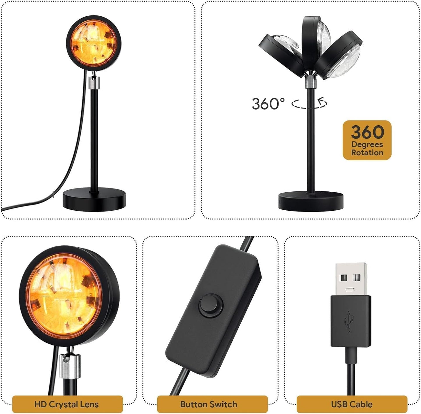 Sunset Lamp, 180 Degree Rotation Sunset Projection lamp